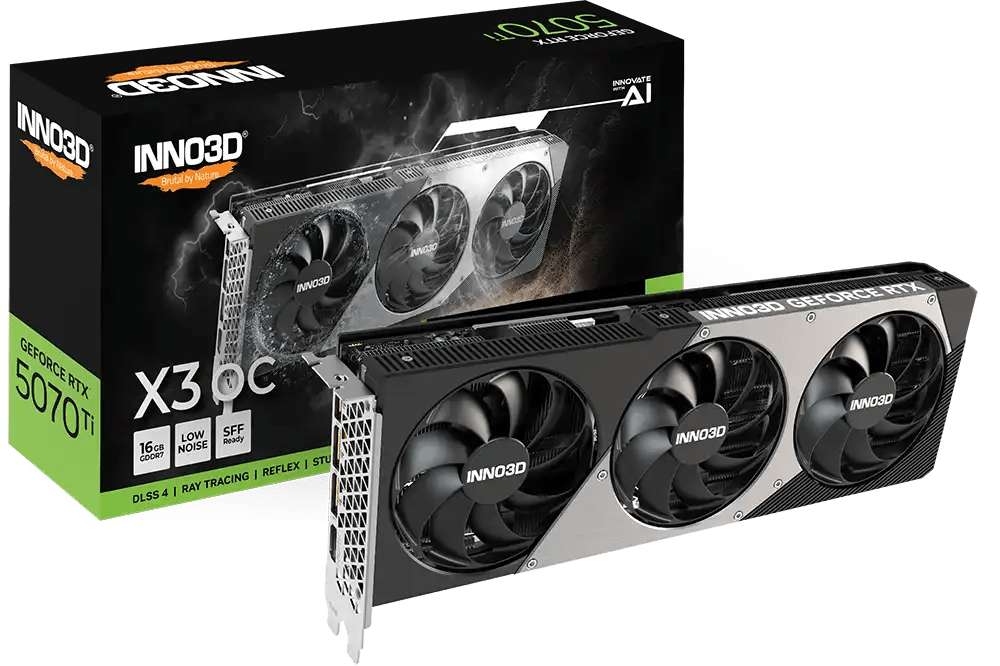 INNO3D GeForce RTX 5070 Ti X3 OC Graphic Card | N507T3 - 16D7X - 176068N - Vektra Computers LLC INNO3D GeForce RTX 5070 Ti X3 OC Graphic Card | N507T3 - 16D7X - 176068N - Vektra Computers LLC